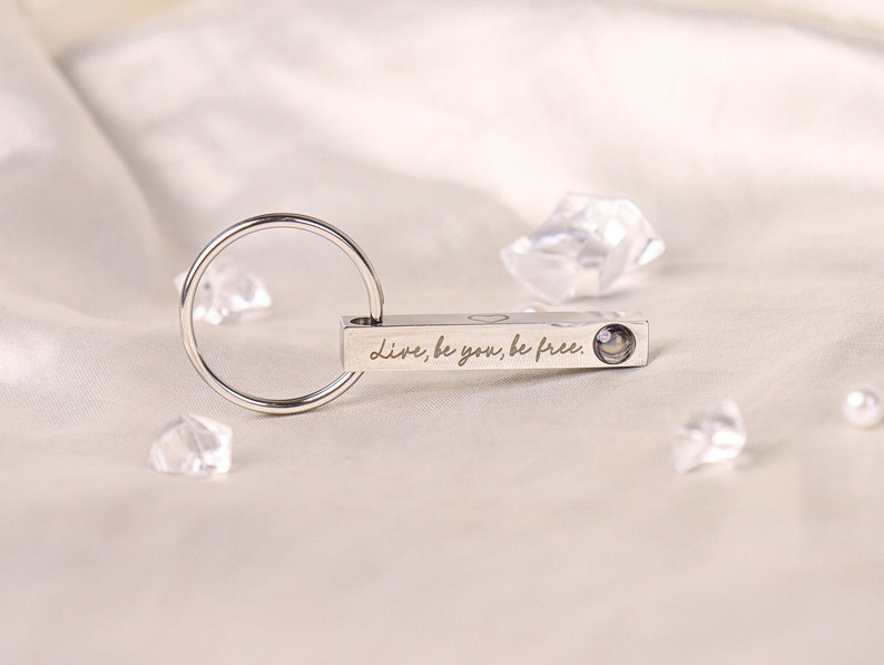 Custom Projection Photo Keychain for For Him For Her, Personalized Keychain with Photo Inside, Best Gift for Him Dad Husband Mom