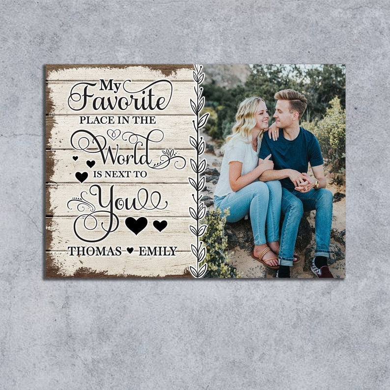 My Favorite Place Personalized Couple Canvas, Custom Couple Wall Art, Wedding Gift, Anniversary Hanging, Custom Couple Gift