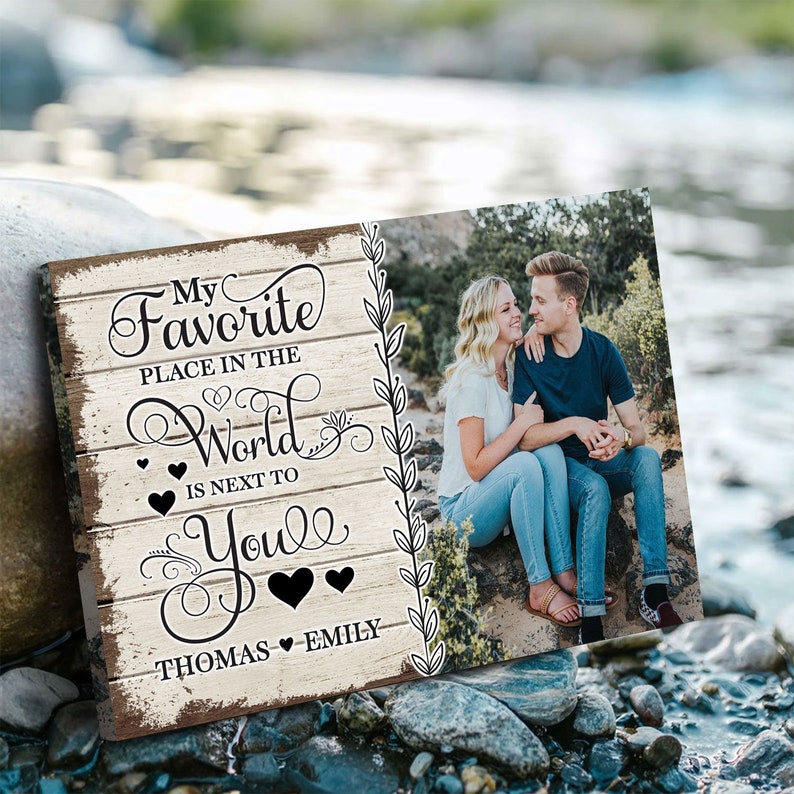 My Favorite Place Personalized Couple Canvas, Custom Couple Wall Art, Wedding Gift, Anniversary Hanging, Custom Couple Gift
