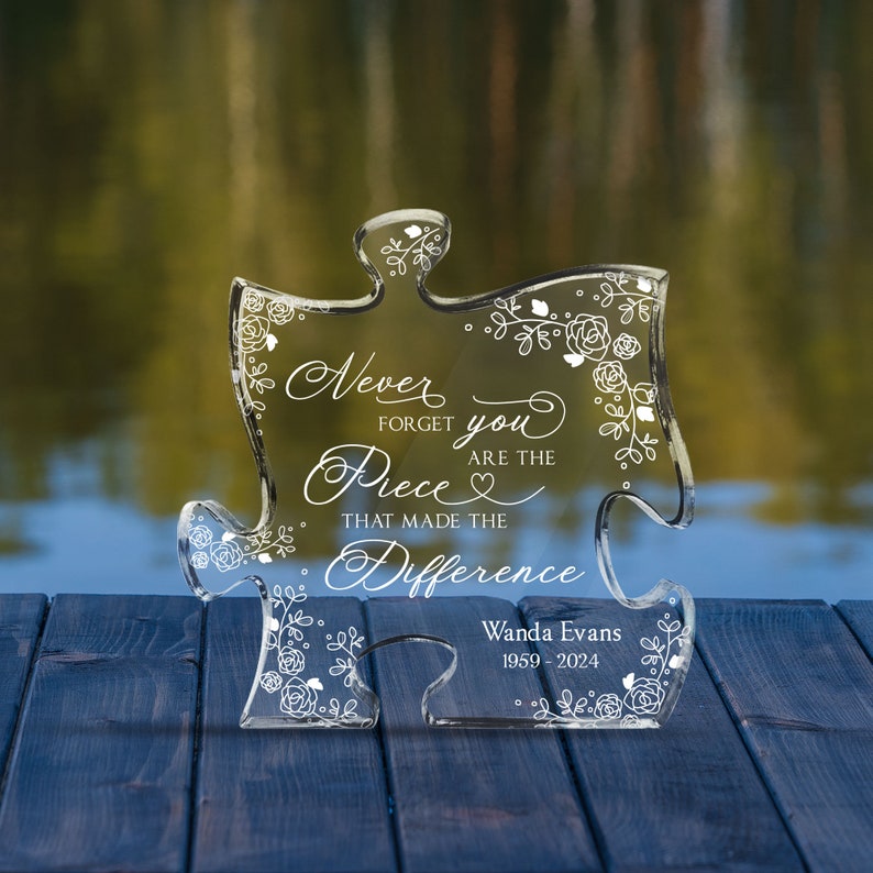 Personalized Acrylic Puzzle, Never Forget That You Are The Piece That Made The Difference, Acrylic Plaque, Retirement Gift, Coworker Gift