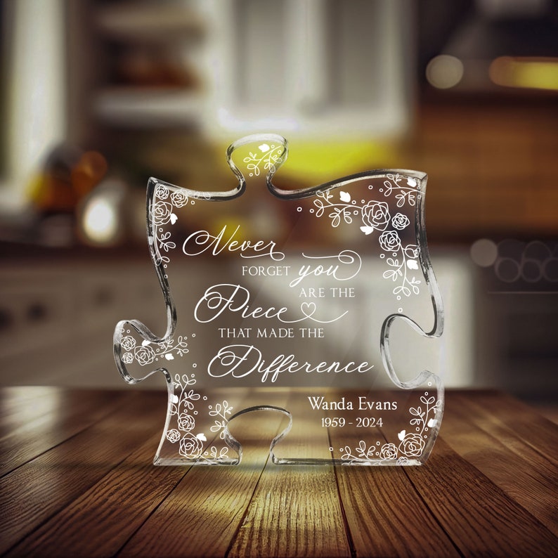 Personalized Acrylic Puzzle, Never Forget That You Are The Piece That Made The Difference, Acrylic Plaque, Retirement Gift, Coworker Gift
