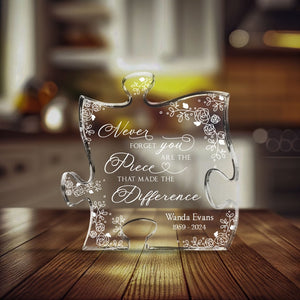 Personalized Acrylic Puzzle, Never Forget That You Are The Piece That Made The Difference, Acrylic Plaque, Retirement Gift, Coworker Gift