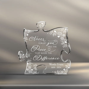 Personalized Acrylic Puzzle, Never Forget That You Are The Piece That Made The Difference, Acrylic Plaque, Retirement Gift, Coworker Gift