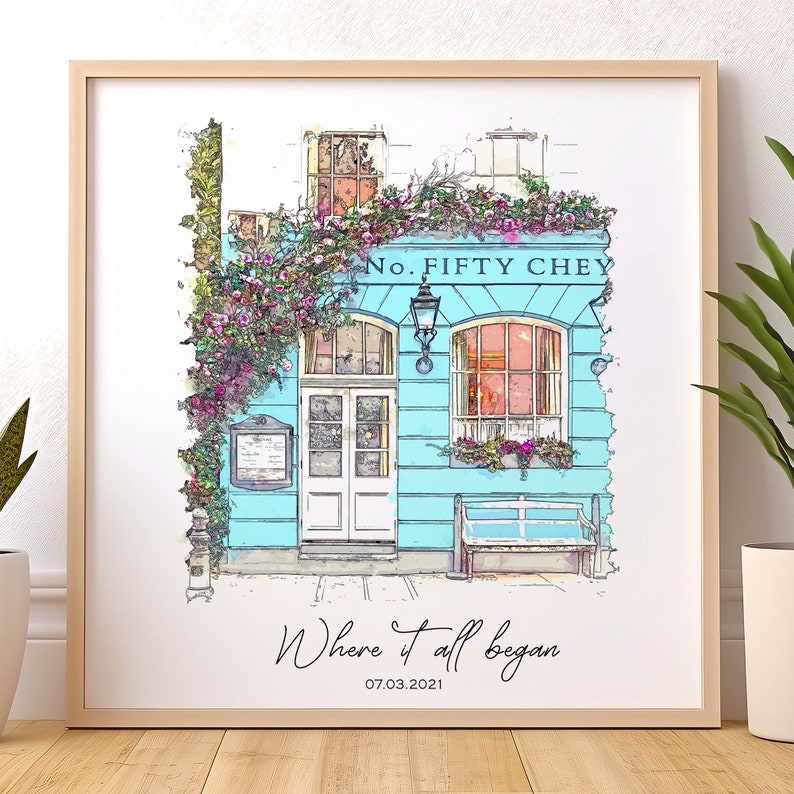 Where We Met,Where It All Began,Custom house portrait wood sign,Our First Date,Engagement Gift,Anniversary Gift,Where He Proposed,One year anniversary