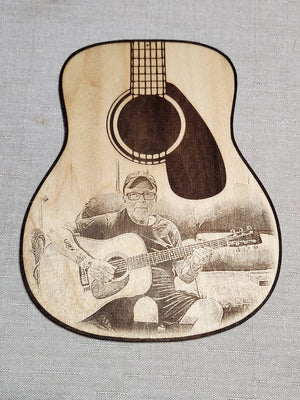 Acoustic Guitar Shaped Wood Photo/ Musician Photo/ Concert Photo/Guitar Wall Hanging/Guitar Photo Magnet