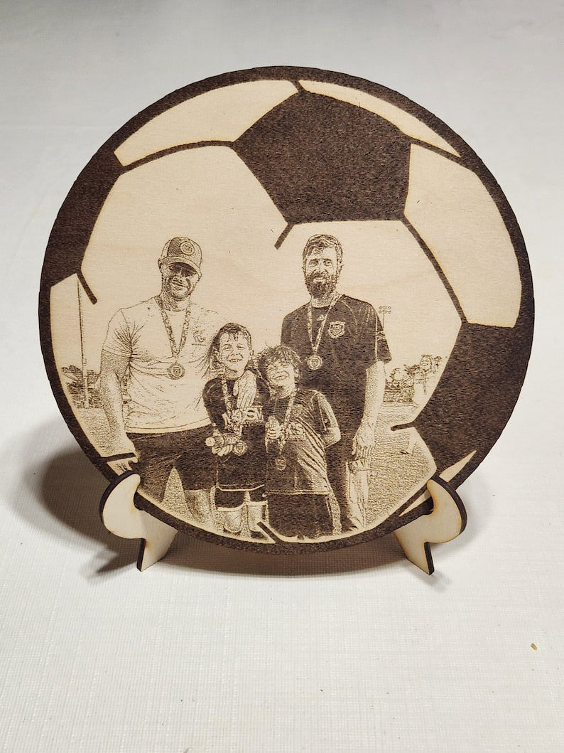 Soccer Photo-Wood Soccer Ball Photo-Soccer Photo Magnet-Soccer Ball Shaped Wood Photo-Soccer Ball Award-Senior Gift