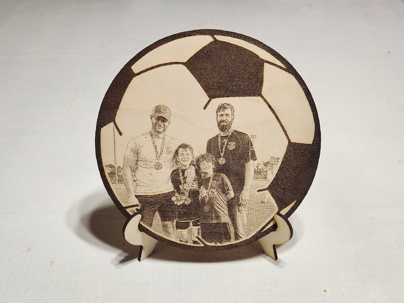 Soccer Photo-Wood Soccer Ball Photo-Soccer Photo Magnet-Soccer Ball Shaped Wood Photo-Soccer Ball Award-Senior Gift