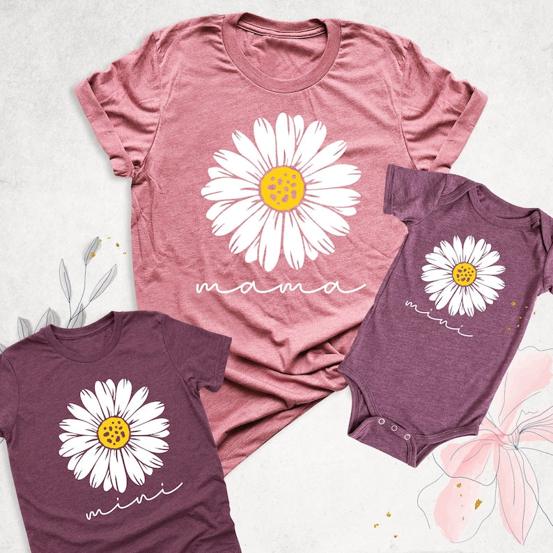 Daisy Mama Mimi Mini Shirt, Mommy and Me Matching Tshirt, New Mom Shirt, Personalized Grandma Mom Baby Shirt