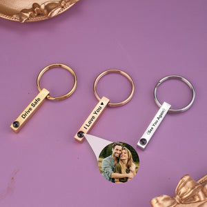 Photo Projection Keychain, Custom Photo Keychain, Memorial Picture Keychain Projection Keyring,Photo Jewelry Engraved Keychain For Women Men