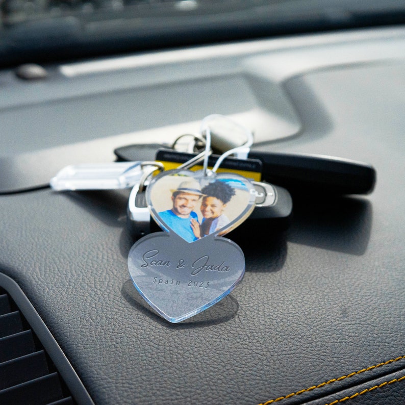 Personalised Photo Car Ornament Heart Style Hanging Car Polaroid Any Image Car Accessories Gift Idea First Car Charm Gift