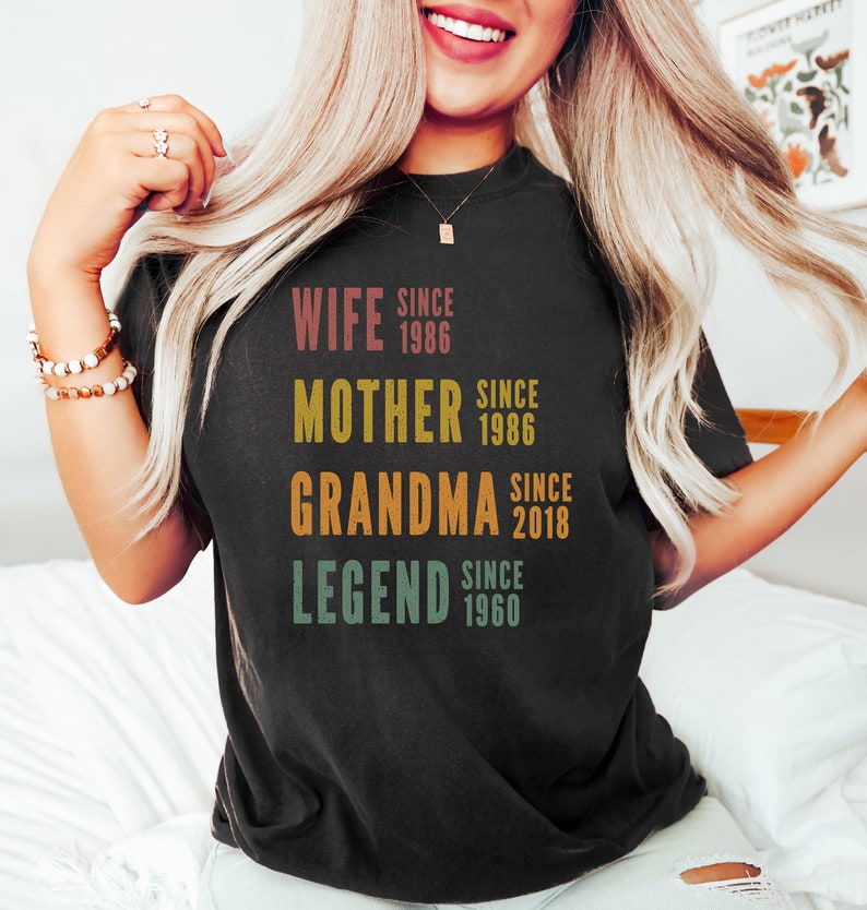 Personalized Mom Grandma Shirt, Mother's Day Shirt, Wife Mother Grandma Legend, Grandmother Custom Dates, Funny Mom Birthday Gift for women