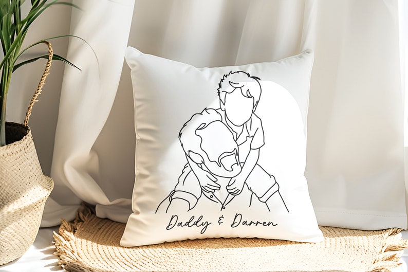 Custom Line Art Pillow: Personalized Family Portrait Pillowcase