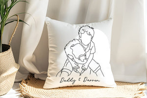 Custom Line Art Pillow: Personalized Family Portrait Pillowcase