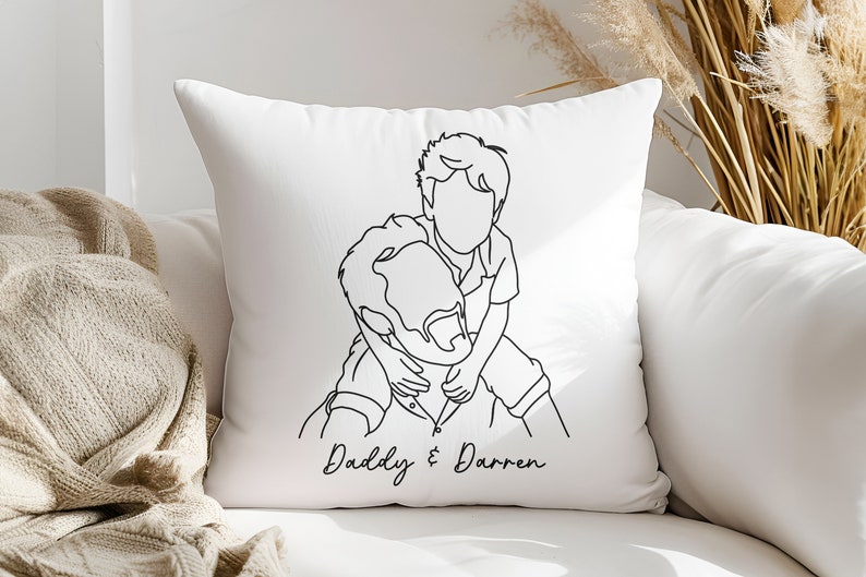 Custom Line Art Pillow: Personalized Family Portrait Pillowcase