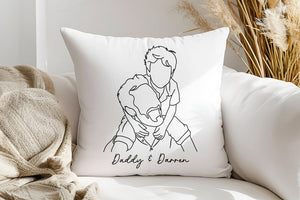 Custom Line Art Pillow: Personalized Family Portrait Pillowcase