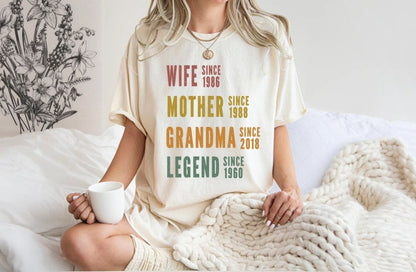 Personalized Mom Grandma Shirt, Mother's Day Shirt, Wife Mother Grandma Legend, Grandmother Custom Dates, Funny Mom Birthday Gift for women