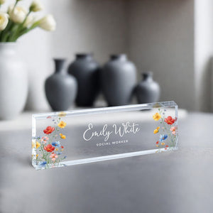 Desk Plaque, Acrylic Name Plate for Desk, Teacher Name Plate, Personalized Name Sign Acrylic Plaque, Office Decor, Custom Desk Name Plaque