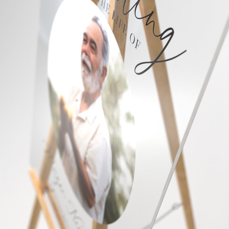 Celebration Of Life Sign, Funeral Welcome Sign, Photo Memorial Sign, Custom Acrylic In Loving Memory Sign