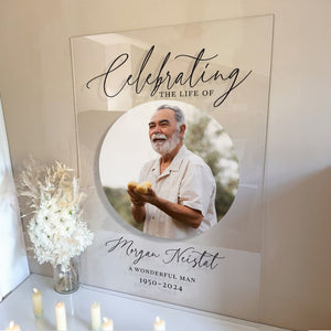 Celebration Of Life Sign, Funeral Welcome Sign, Photo Memorial Sign, Custom Acrylic In Loving Memory Sign