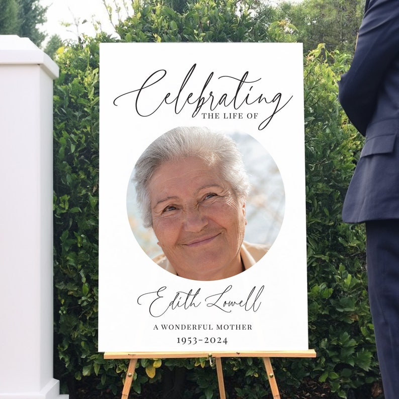 Celebration Of Life Sign, Funeral Welcome Sign, Photo Memorial Sign, Custom Acrylic In Loving Memory Sign
