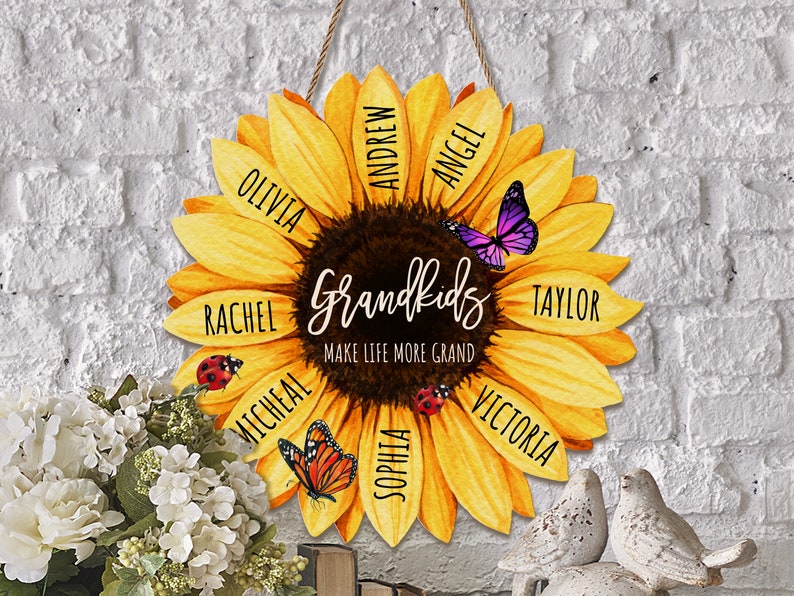 Personalized Grandmas Garden Flower Gift for Housewarming Gifts, Custom Flower Home Decoration Gift For New Home Gift, Grandma Gift Flower