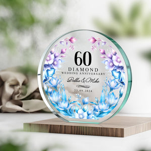 Personalised 60th Wedding Anniversary Gift | Diamond Anniversary Plaque | Anniversary Gift for Parents, Grandparents | 60 Years Married Gift