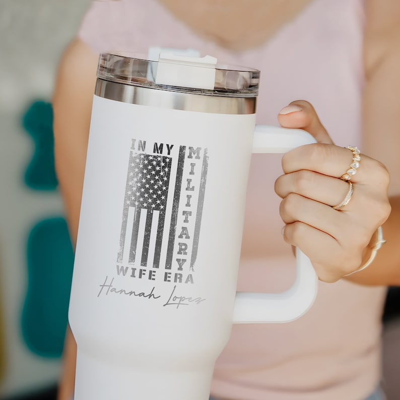 Personalized 40oz Tumbler Gifts for Wife, Custom In My Military Wife Era Engraved Cup, Military Wife Gift, Mother's Day Gifts