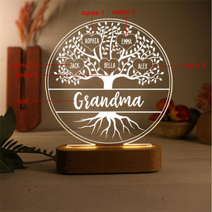 Personalized Night Light Mother's Day Gift with Kids Names, Family Tree Night Light, Custom Family Gift for Mom, Mama, Grandma Gifts