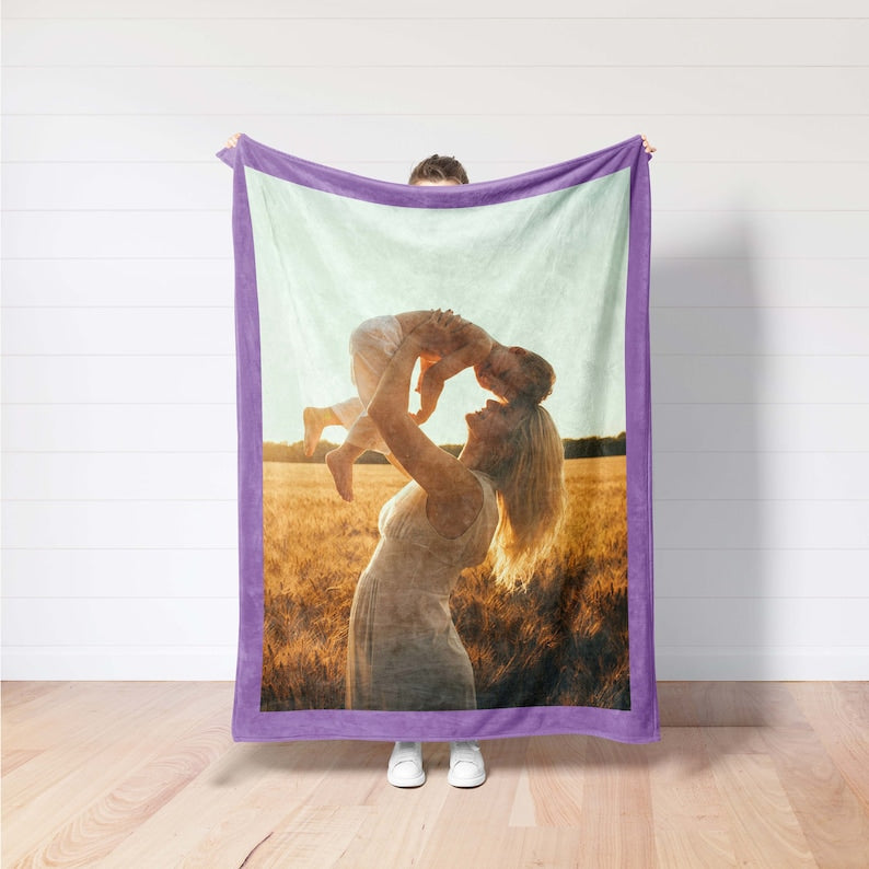 Custom Picture Blanket, Personalized Holiday Home Farmhouse Indoor Decor, Christmas Gift Mom Dad, Winter Blanket,Unique Xmas New Home Gift