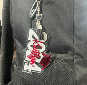 Graduation Keychain Gift, Class of 2026, Personalized Name, Silver Key Ring, Lobster Claw and Tassel Charm, Key Ring Bag Tag, 3D Layered Tag