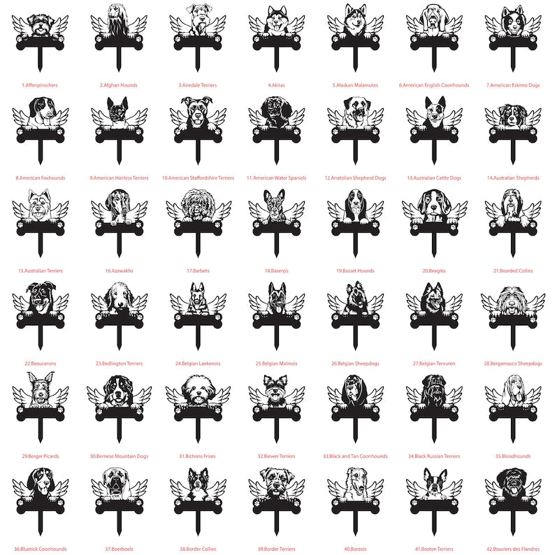 Personalized Dog with Wings Memorial Stake, Custom Dog Metal Garden Stake, Sympathy Sign, Pet Grave Marker, Remembrance Stake, Dog Loss Gift