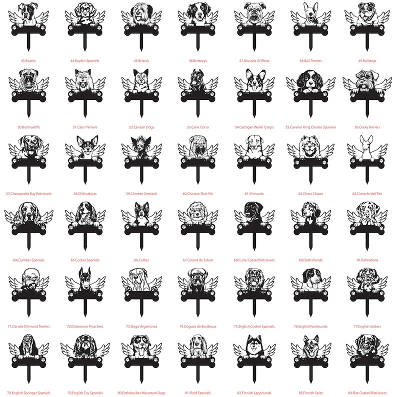 Personalized Dog with Wings Memorial Stake, Custom Dog Metal Garden Stake, Sympathy Sign, Pet Grave Marker, Remembrance Stake, Dog Loss Gift