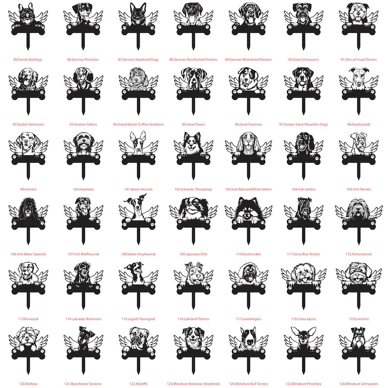 Personalized Dog with Wings Memorial Stake, Custom Dog Metal Garden Stake, Sympathy Sign, Pet Grave Marker, Remembrance Stake, Dog Loss Gift