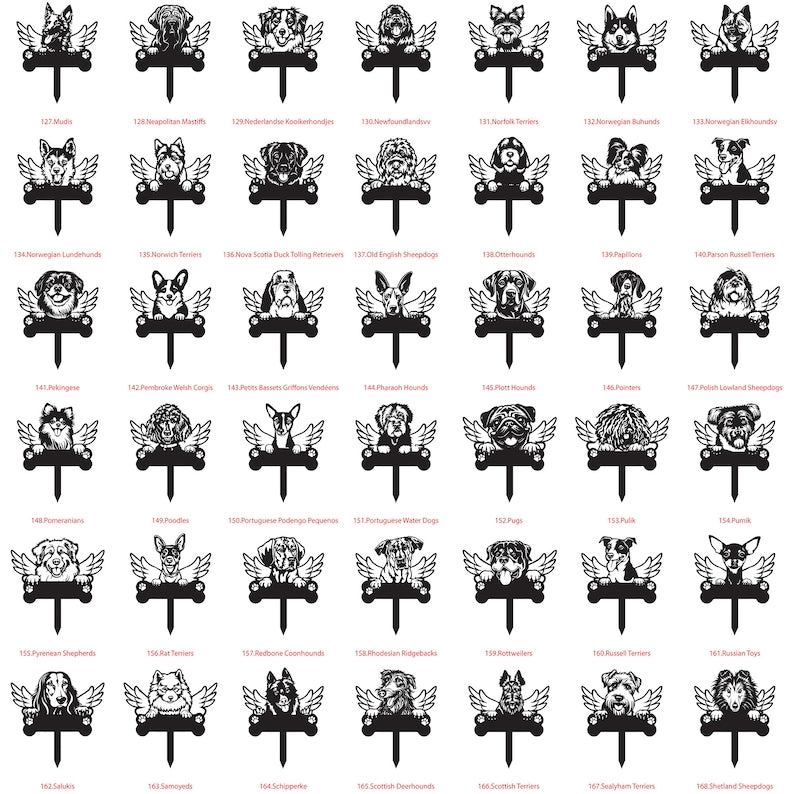 Personalized Dog with Wings Memorial Stake, Custom Dog Metal Garden Stake, Sympathy Sign, Pet Grave Marker, Remembrance Stake, Dog Loss Gift