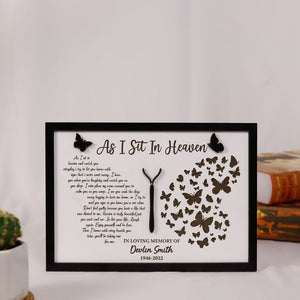 As I Sit in Heaven Wooden Memorial Wood Plaque, Mom Butterfly Memorial Gift, Custom Bereavement Gift, Heavenly Mothers Day, Remembrance Gift