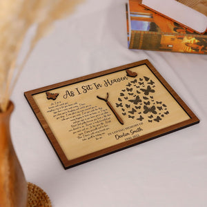 As I Sit in Heaven Wooden Memorial Wood Plaque, Mom Butterfly Memorial Gift, Custom Bereavement Gift, Heavenly Mothers Day, Remembrance Gift