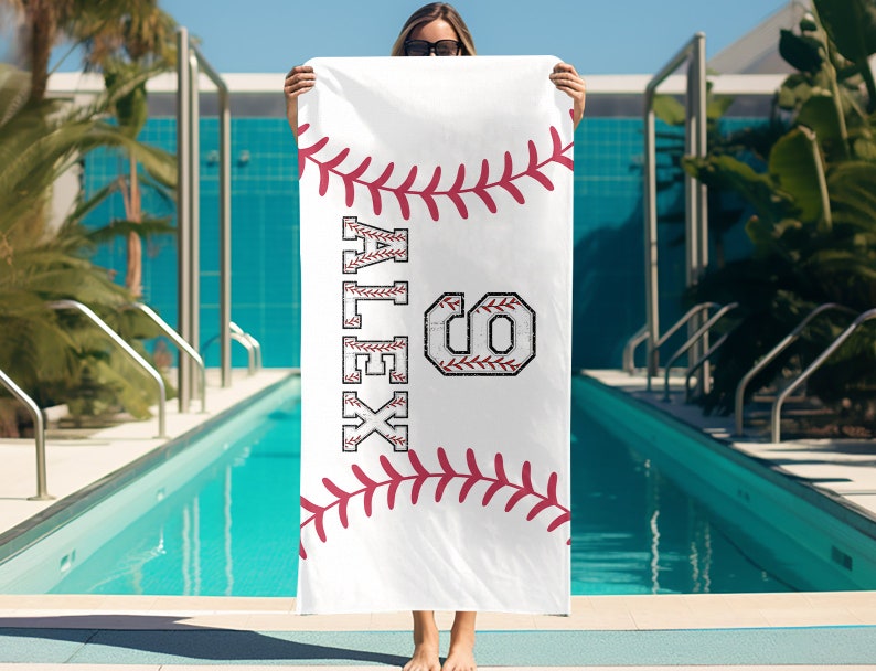 Baseball Player Beach Towel, Baseball Player Gifts, Personalized Baseball Pool Towel, Baseball Team Gifts, Custom Towel For Baseball Player
