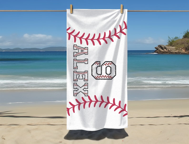 Baseball Player Beach Towel, Baseball Player Gifts, Personalized Baseball Pool Towel, Baseball Team Gifts, Custom Towel For Baseball Player