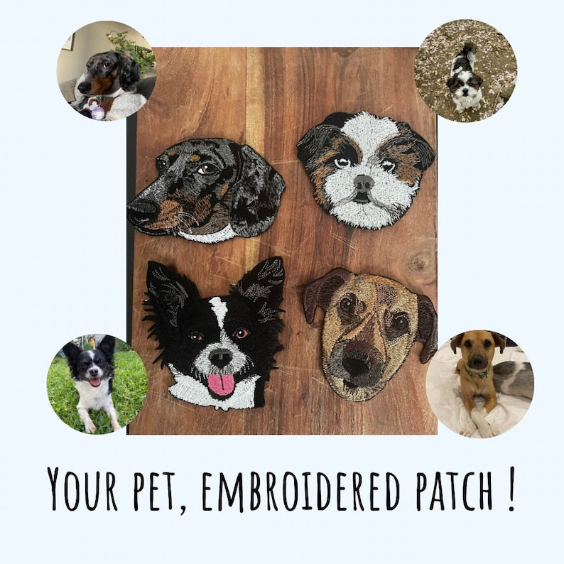 Dog Portrait Patch, Pet Iron On Patch, Embroidered Pet Patch, Pet Embroidery Patch, Custom Dog Iron On Patch, Embroidered Dog Portrait