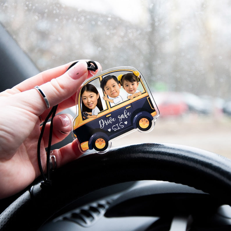 Cute Car accessories, Photo Car ornament, Personalized Gift for men, new driver keychain, car accessories for Men