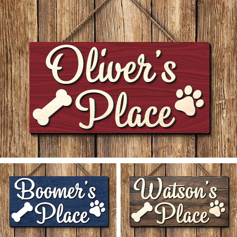 Personalized 3D Dog Name Sign, Custom Dog Name Sign, Gift for Dog Lovers, Dog Paw Crate Sign, Dog Food Area Sign, Dog Kennel Sign, Dog Gifts