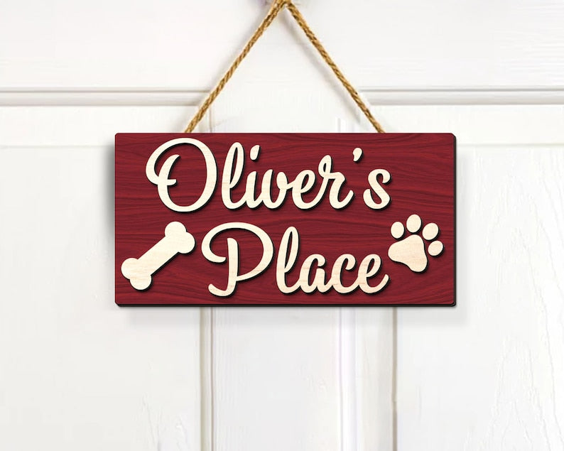 Personalized 3D Dog Name Sign, Custom Dog Name Sign, Gift for Dog Lovers, Dog Paw Crate Sign, Dog Food Area Sign, Dog Kennel Sign, Dog Gifts