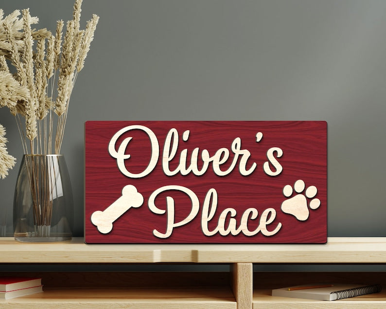 Personalized 3D Dog Name Sign, Custom Dog Name Sign, Gift for Dog Lovers, Dog Paw Crate Sign, Dog Food Area Sign, Dog Kennel Sign, Dog Gifts