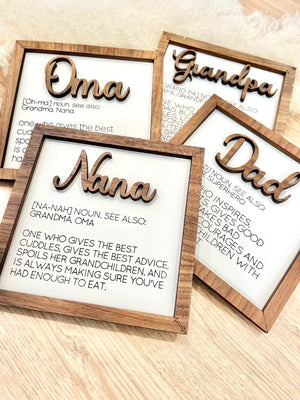 Family definition sign | mom | dad | grandma | grandpa | oma | opa | nana | papa