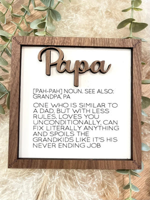 Family definition sign | mom | dad | grandma | grandpa | oma | opa | nana | papa