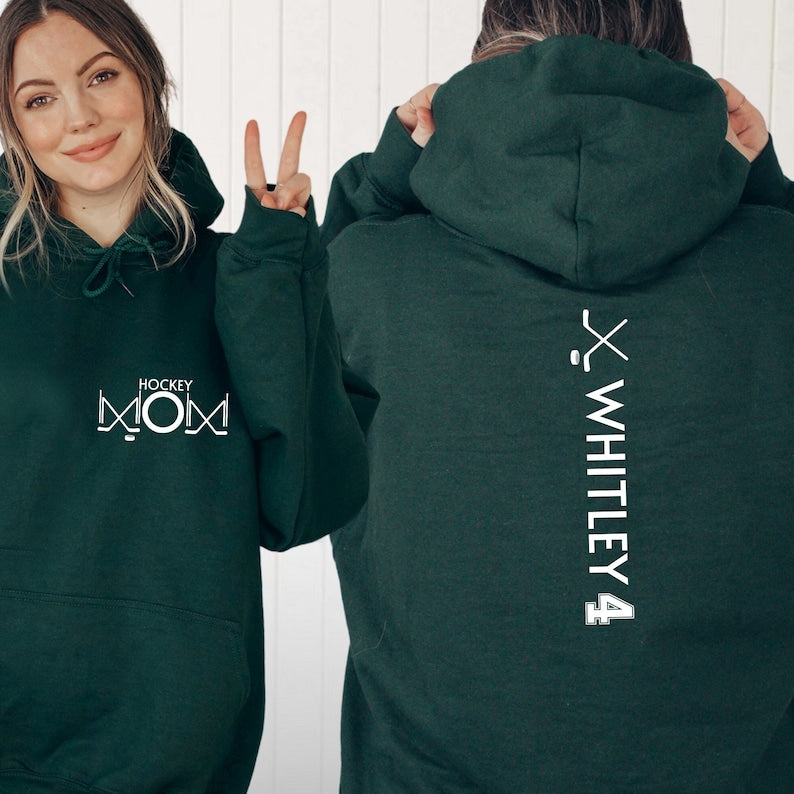 Custom Hockey Mom Sweatshirt, Hockey Mama Hoodie, Sports Mom Sweater, Gift Shirt For Sports Mom, Game Day Hoodie, Mother's Day Hoodies