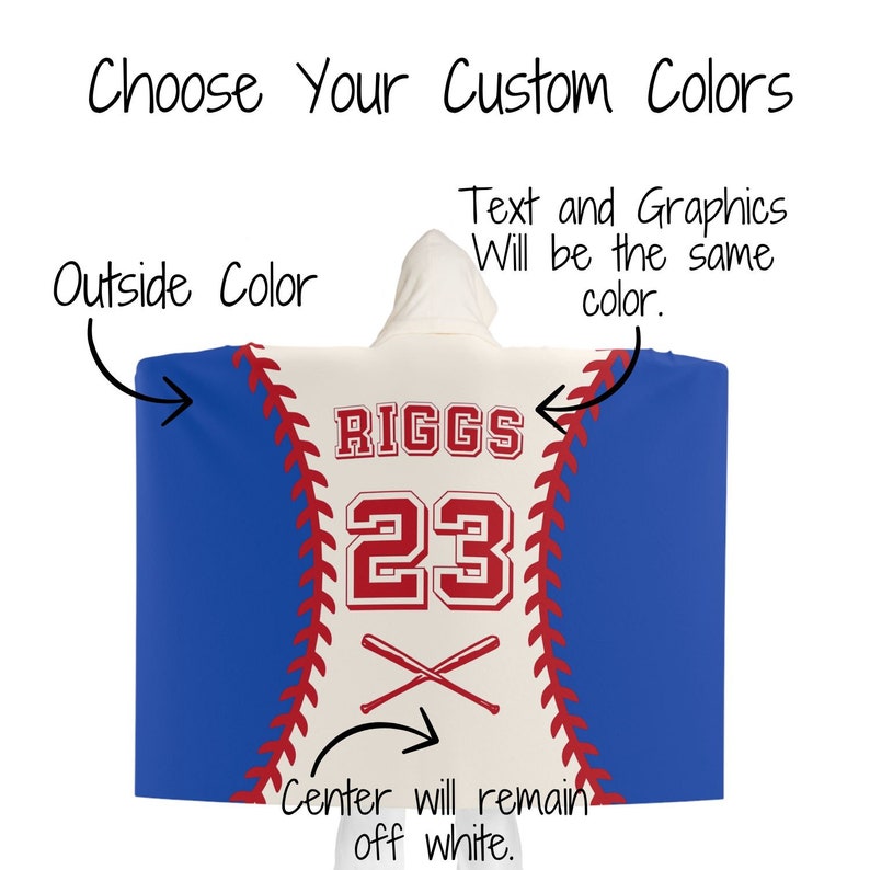 Hooded Fleece blanket with Baseballs Wearable Custom Blanket with Hood for Baseball Team Player Gift Personalized with Player s Name Number