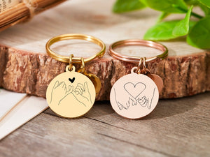 Personalized Keyrings,Pinky Promise Keychain,Pinky Promise Keyring, Engraved Valentine's Day Keychain,Birthday,Custom Key Chain, Couple Gift