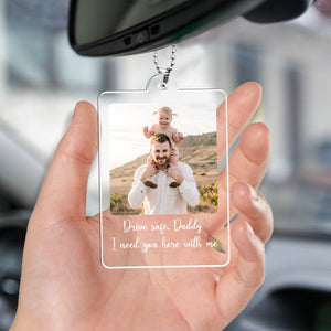 Custom Photo Car Ornament, Car Hanging, Custom Gift for Dad, Rear View Mirror Charm, Dad Gift From Daughter, Fathers Day Birthday Photo Gift