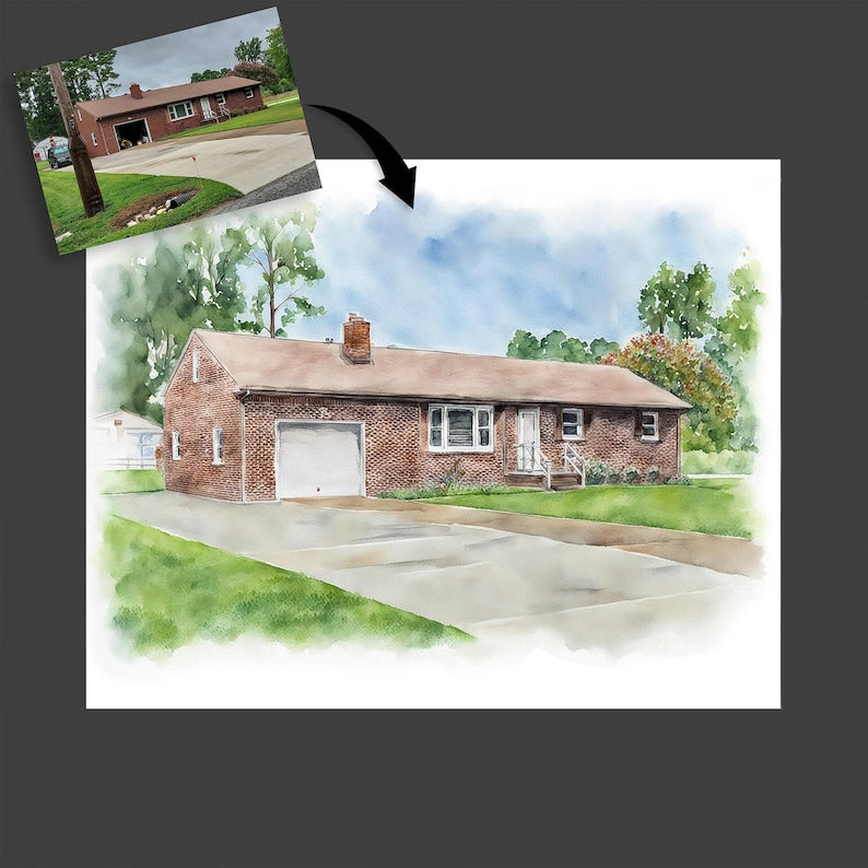Home portrait canvas, house painting, housewarming gift, our first home sign, home sweet sign, watercolor home, house portrait, realtor gift